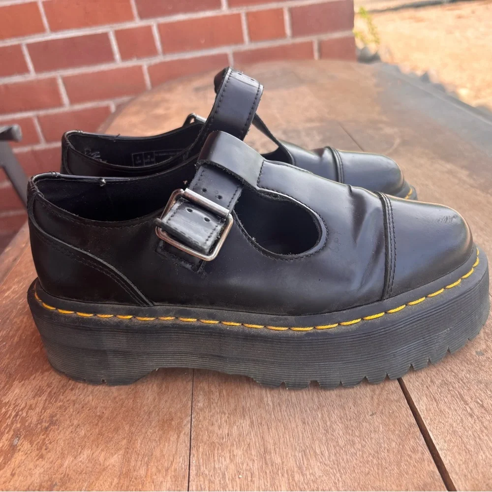 Dr. Martens Bethan Platform Mary Jane Shoes Black Leather